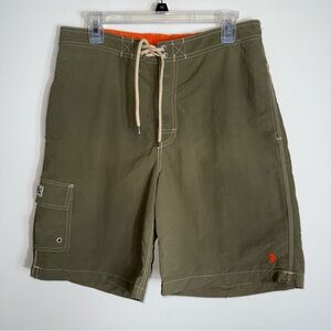 Polo Ralph Lauren Swim Trunks Board Shorts-Olive Green-Cargo Pocket-Medium